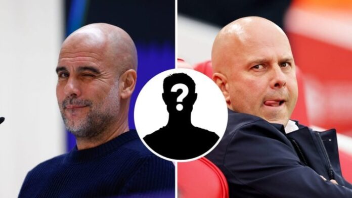 Pep Guardiola and Arne Slot