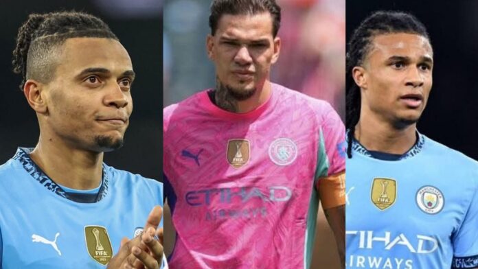 Manuel Akanji, Ederson Moraes, and Nathan Ake
