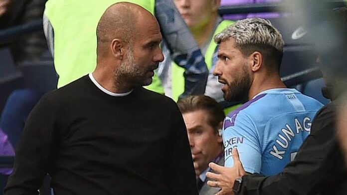 Pep Guardiola and Sergio Aguero