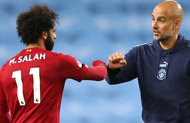Mohamed Salah and Pep Guardiola