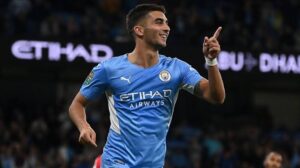 Feran Torres celebrates for Manchester City