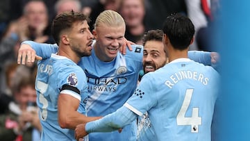 Manchester City players celebrate