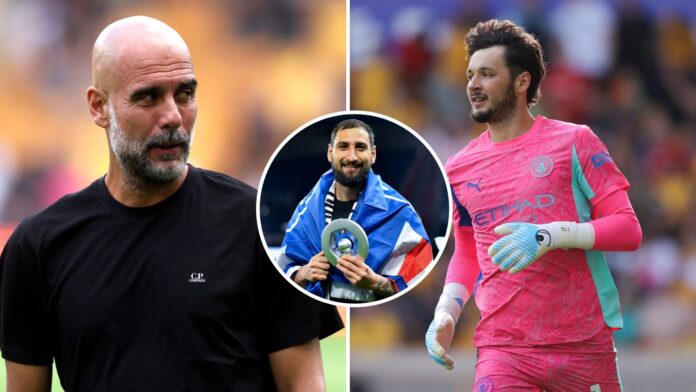 Pep Guardiola, James Trafford, and Donnarumma