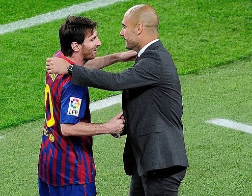 Lionel Messi and Pep Guardiola