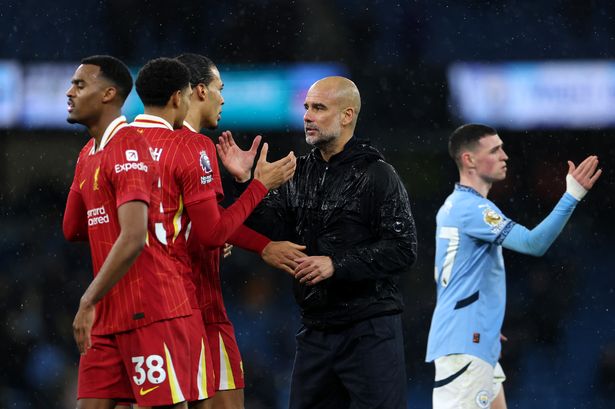 Pep Guardiola and Liverpool players
