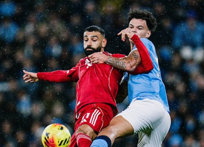 Nico O'Reilly against Mo Salah