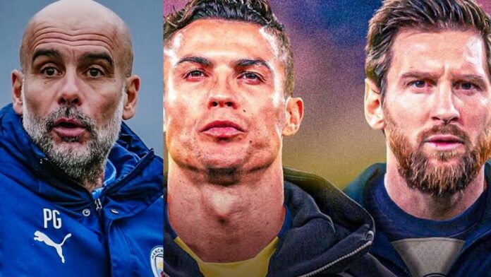 Pep Guardiola, Cristiano Ronaldo and Lionel Messi