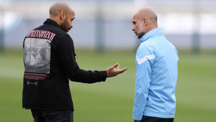 Pep Guardiola and Thierry Henry