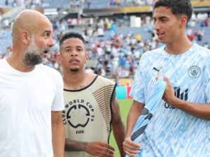 Vitor Reis, Guardiola and Savinho 