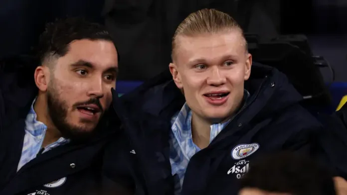 Rayan Cherki and Erling Haaland