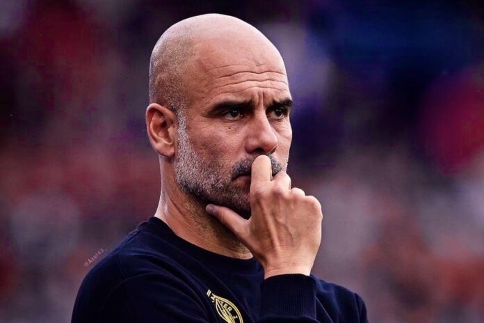 Pep Guardiola reacts after Rodri attacked referees